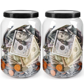 Mczxon clear piggy bank with lid shows savings progress for kids.