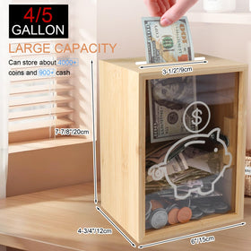 Mczxon clear piggy bank with lock top slot illustrating deposits.