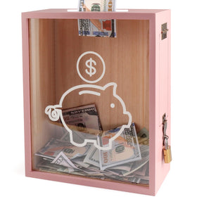 Mczxon Clear Piggy Bank with Lock showing secure contents for saving goals