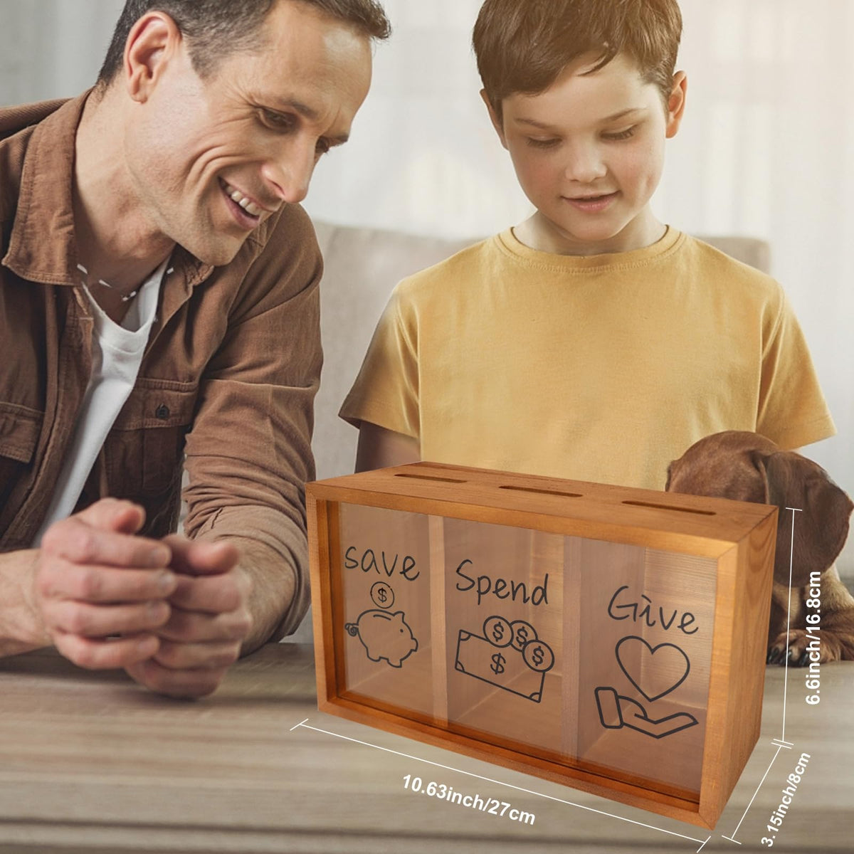 Mczxon clear wood and acrylic jar shows savings progress