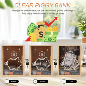 Mczxon large capacity coin bank stores thousands of coins for goals.
