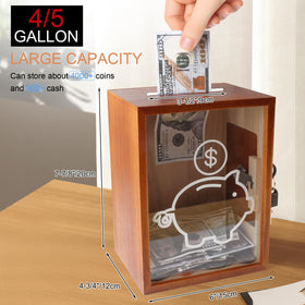 Mczxon large capacity piggy bank view highlights coin and cash storage.