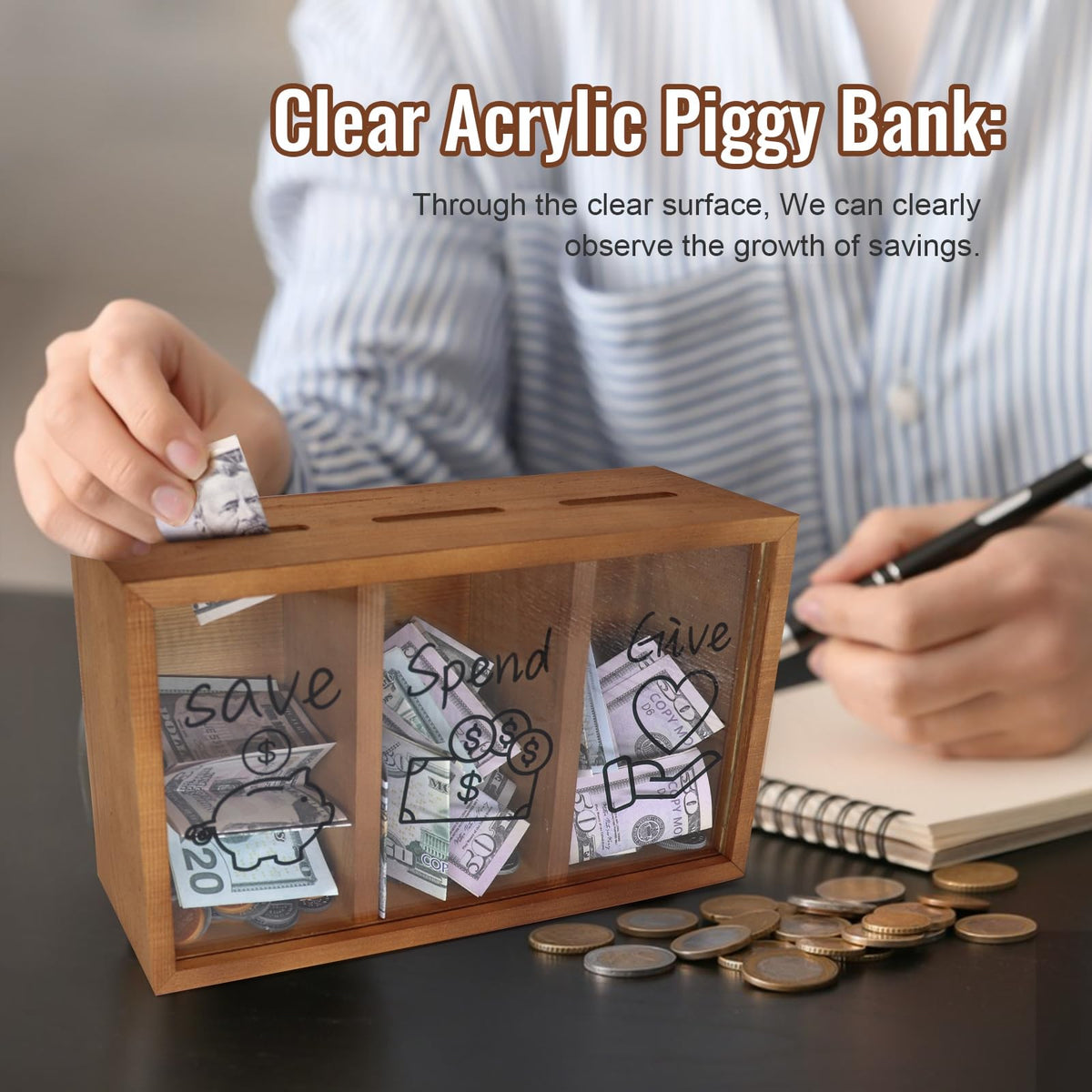 Mczxon three-slot design helps kids manage allowances and goals