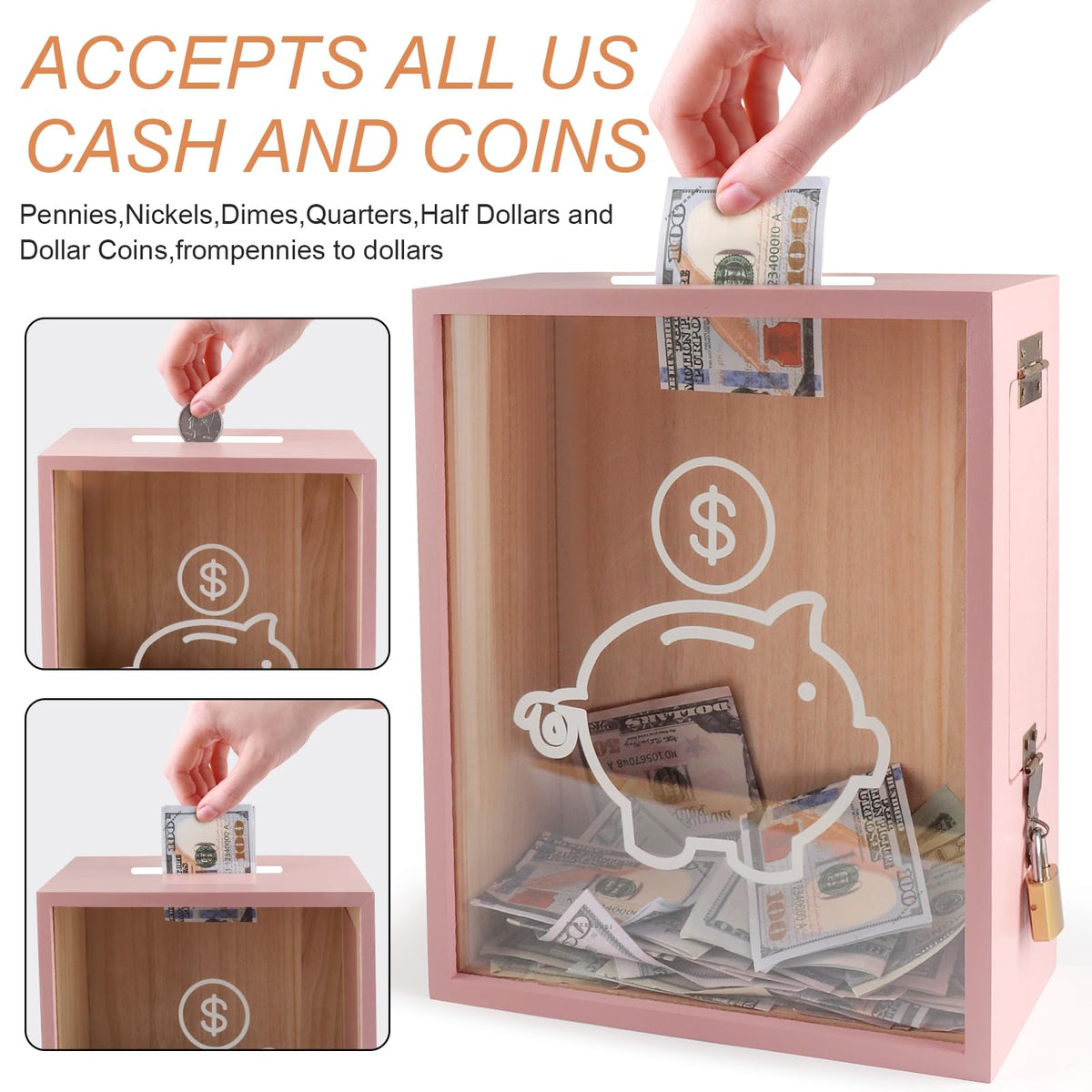 Mczxon one-gallon capacity stores coins and cash neatly