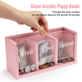 Mczxon three compartments help children allocate money toward spending, saving, and giving.