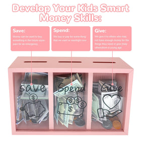 Mczxon three compartment design teaches spending, saving, and giving in daily life.