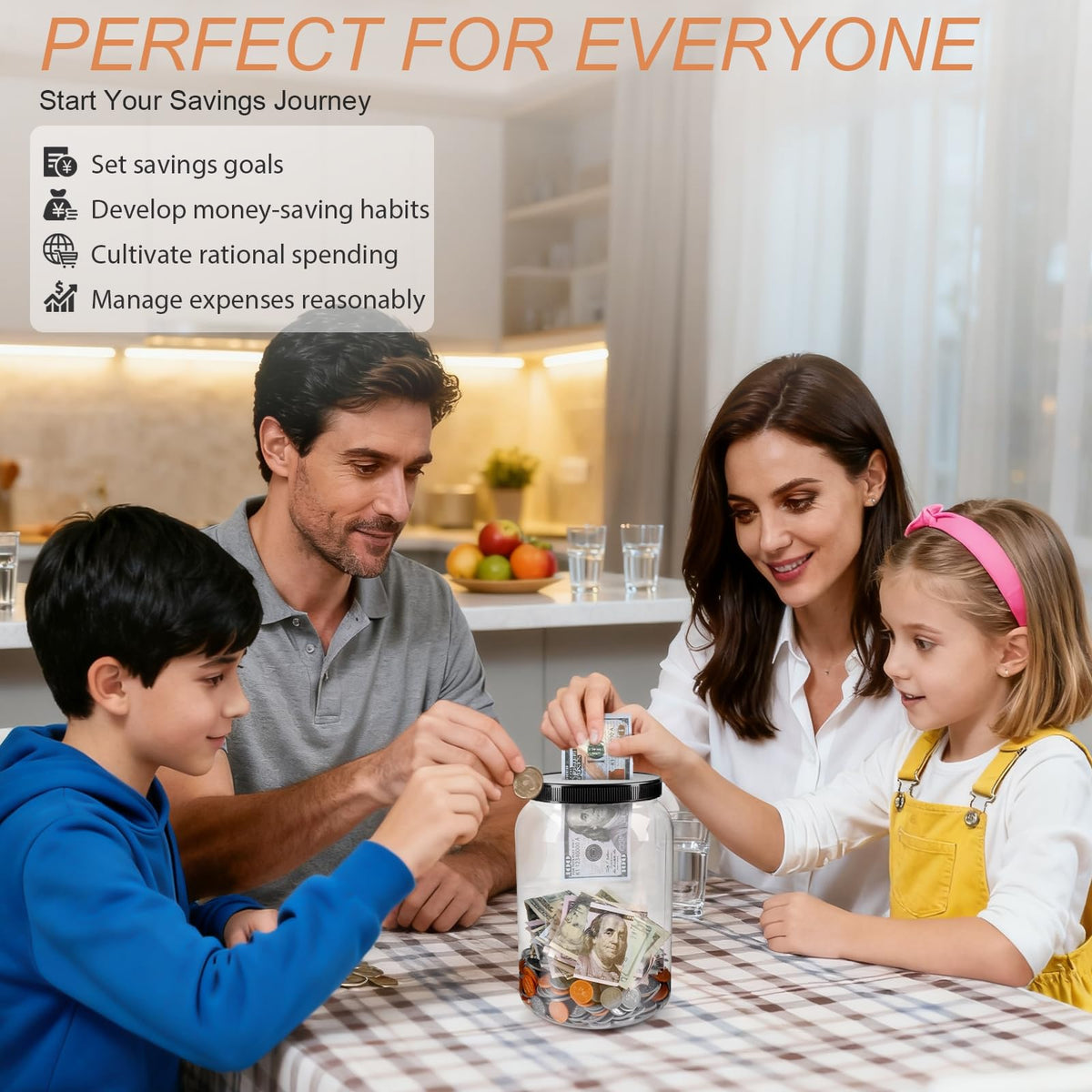 Mczxon wide-mouth piggy bank makes refilling quick and clean.