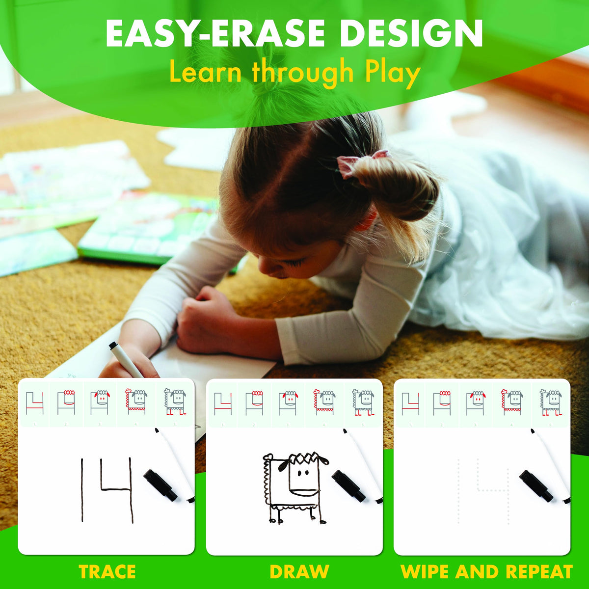 MD CREATIVE erasable-marker lets kids practice drawing and start over with ease.