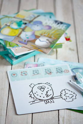 Compact 8x8 inch cards are portable for on-the-go practice.