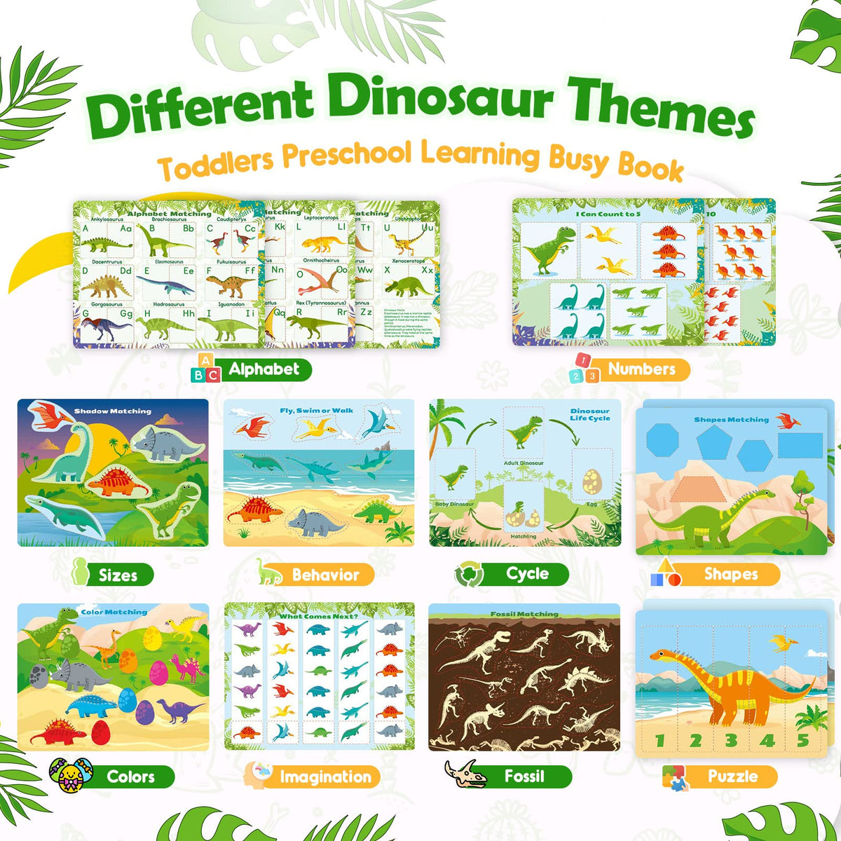 MDINGTD busy book theme pages show alphabet and numbers for early literacy skills.