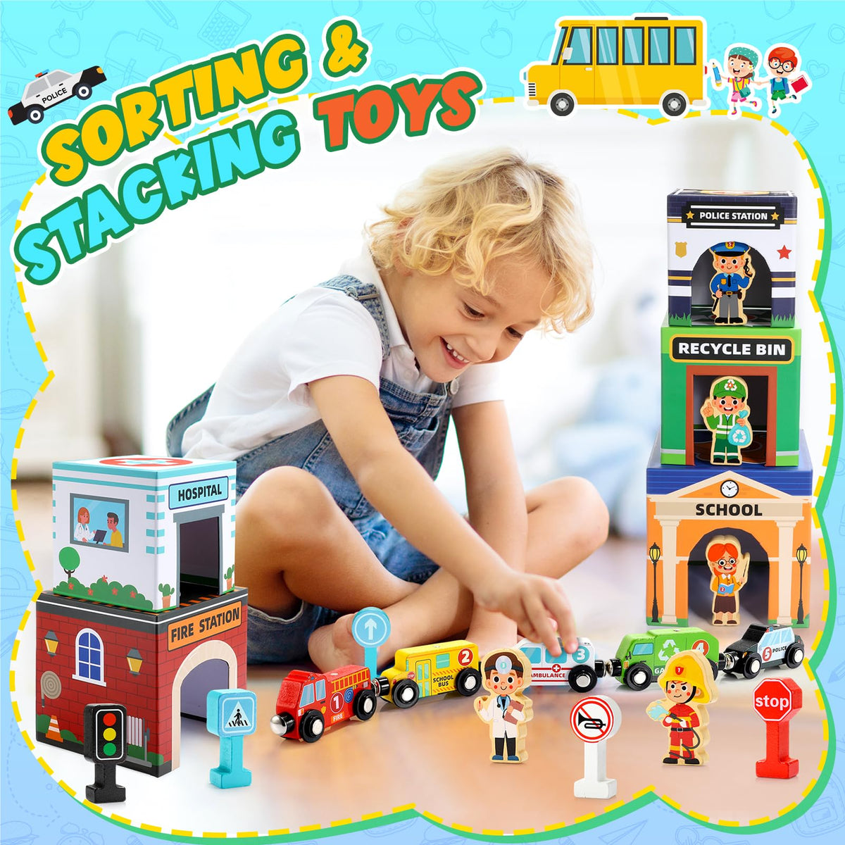 MDINGTD magnetic wooden cars connecting for versatile building play.