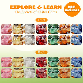 Meadin gemstones inside eggs are hand-polished with vibrant colors.