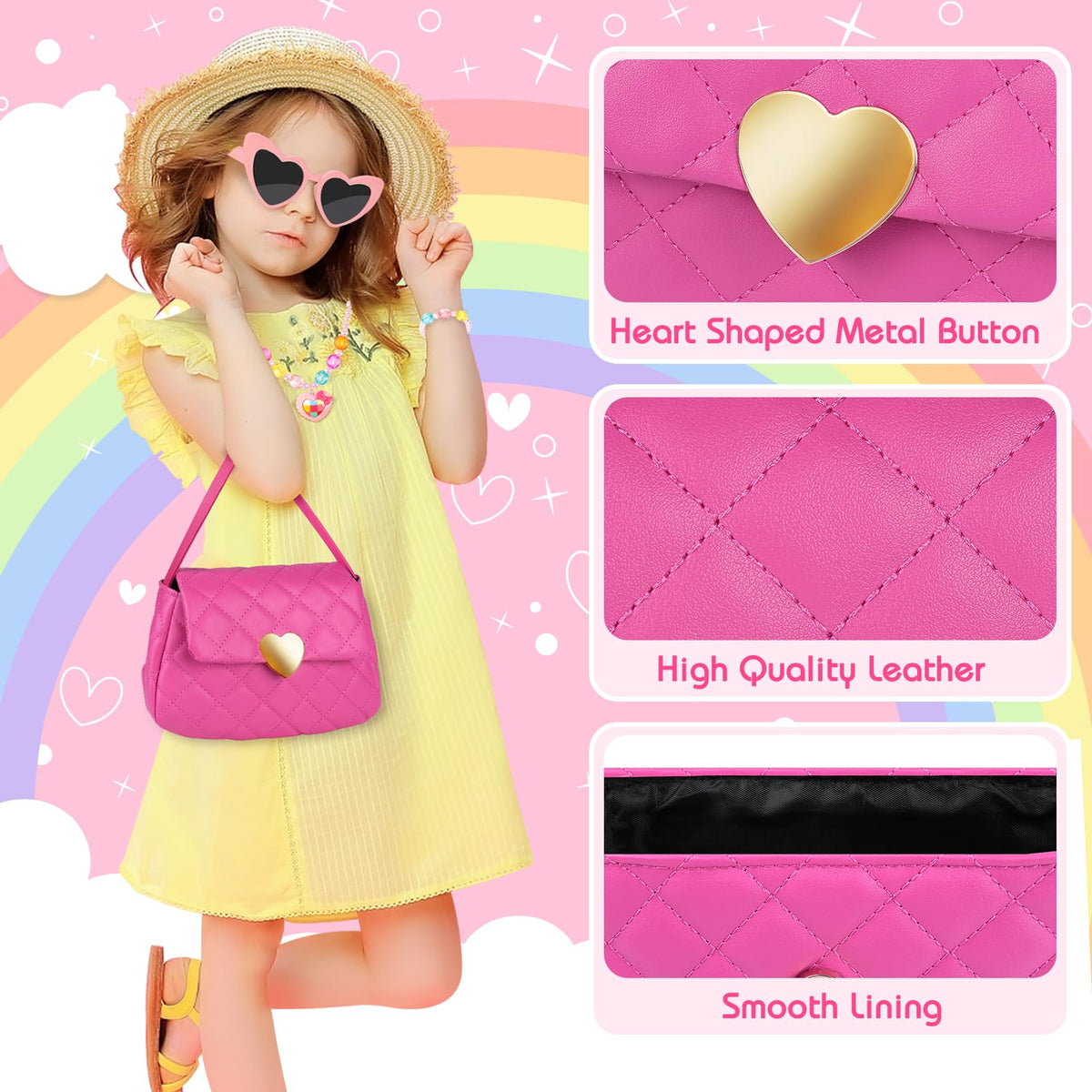 Meaicezli premium pink purse with soft-touch materials for gentle little hands.