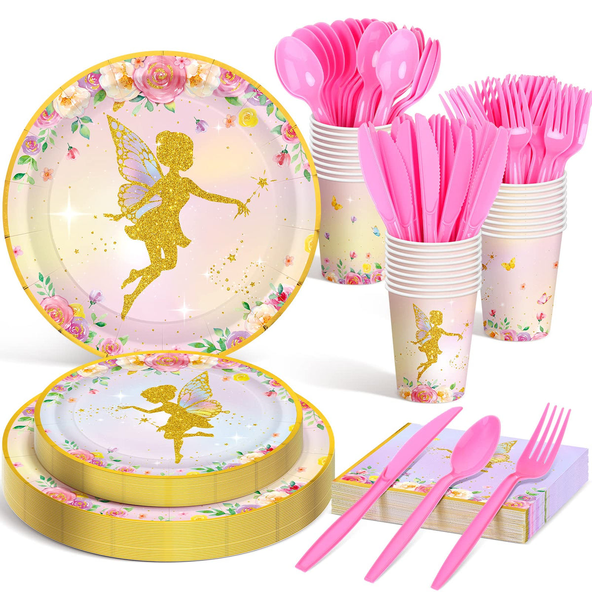 Meanplan Fairy Tableware Set 9-inch dinner plates for a festive fairy party look