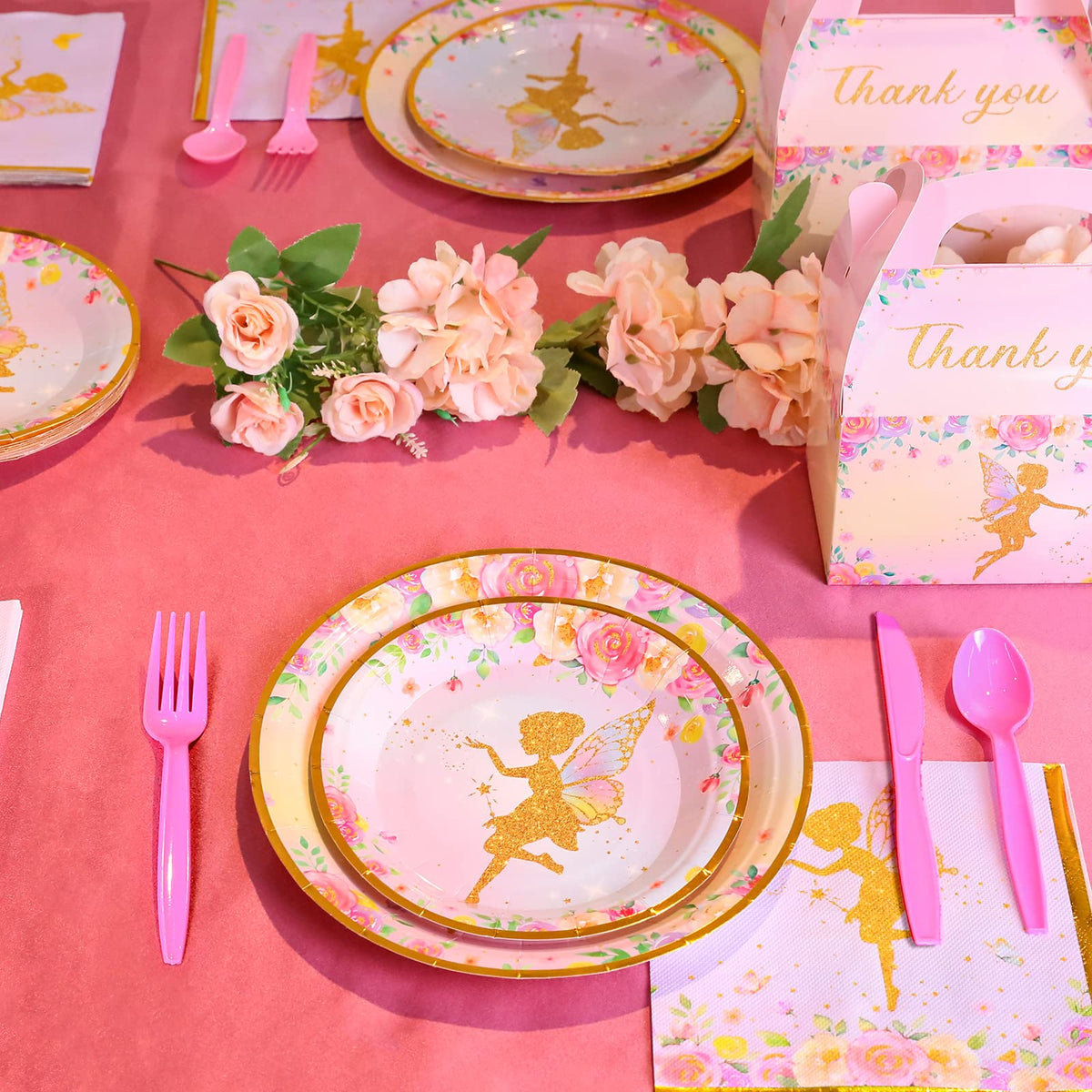 Meanplan Fairy Tableware Set plastic cutlery forks for sturdy dining and disposal