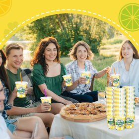 Meanplan lemonade straw and cup set for easy sipping on the go.