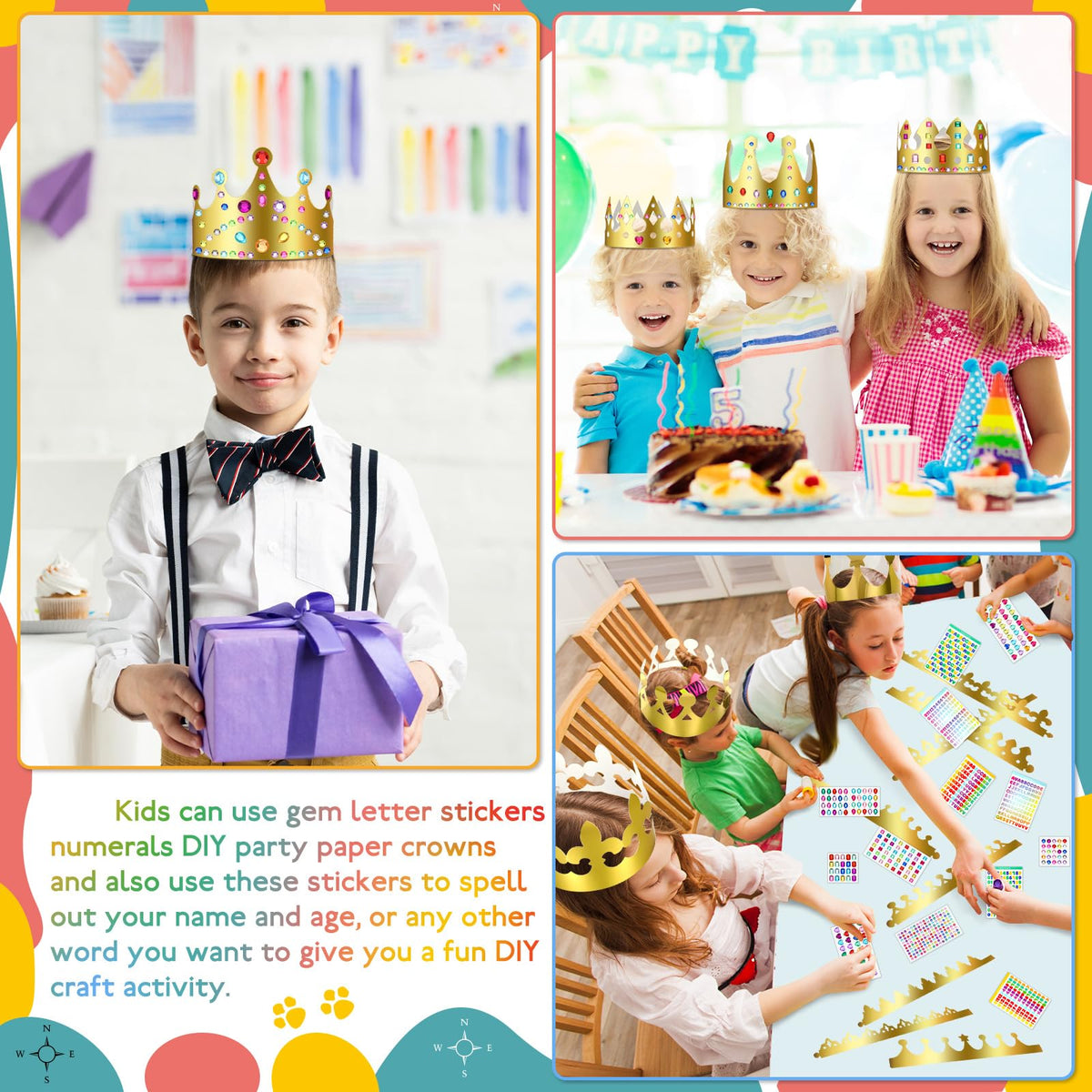Meanplan number and letter stickers for personalized crown messages.