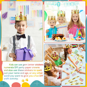 Meanplan number and letter stickers for personalized crown messages.