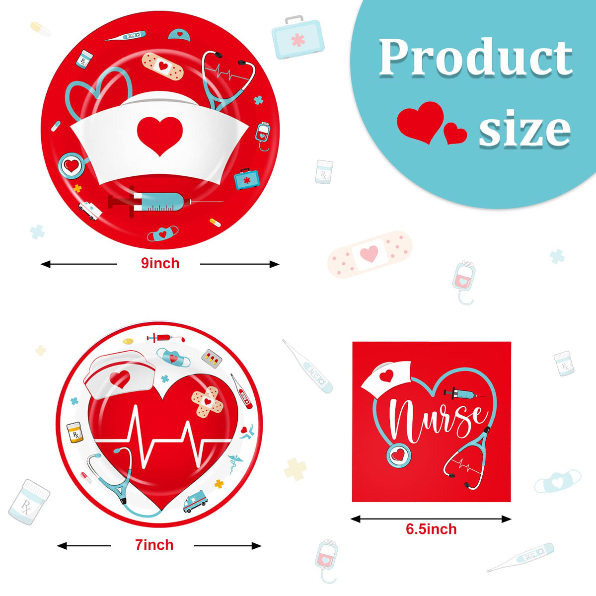 Meanplan nurse graduation plates red 7-inch for easy serving and cleanup.
