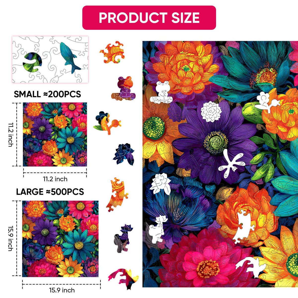 MEATRN chrysanthemum puzzle laser-cut precision enhances clean edges and snug interlock.