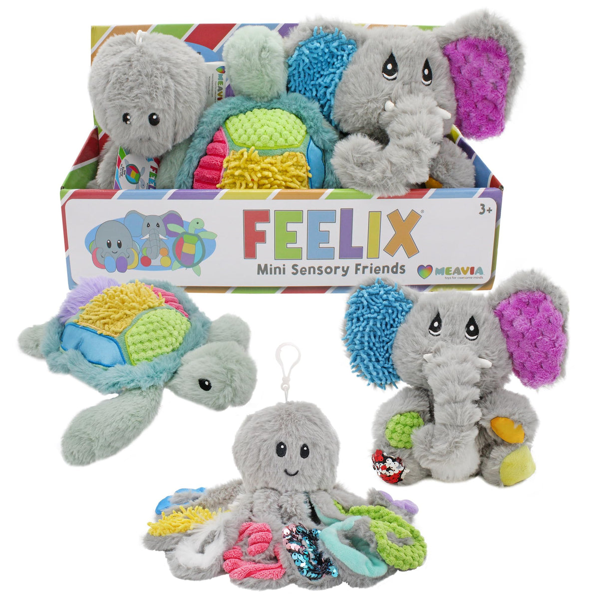 MEAVIA sensory plush gift set with mini friends for tactile exploration
