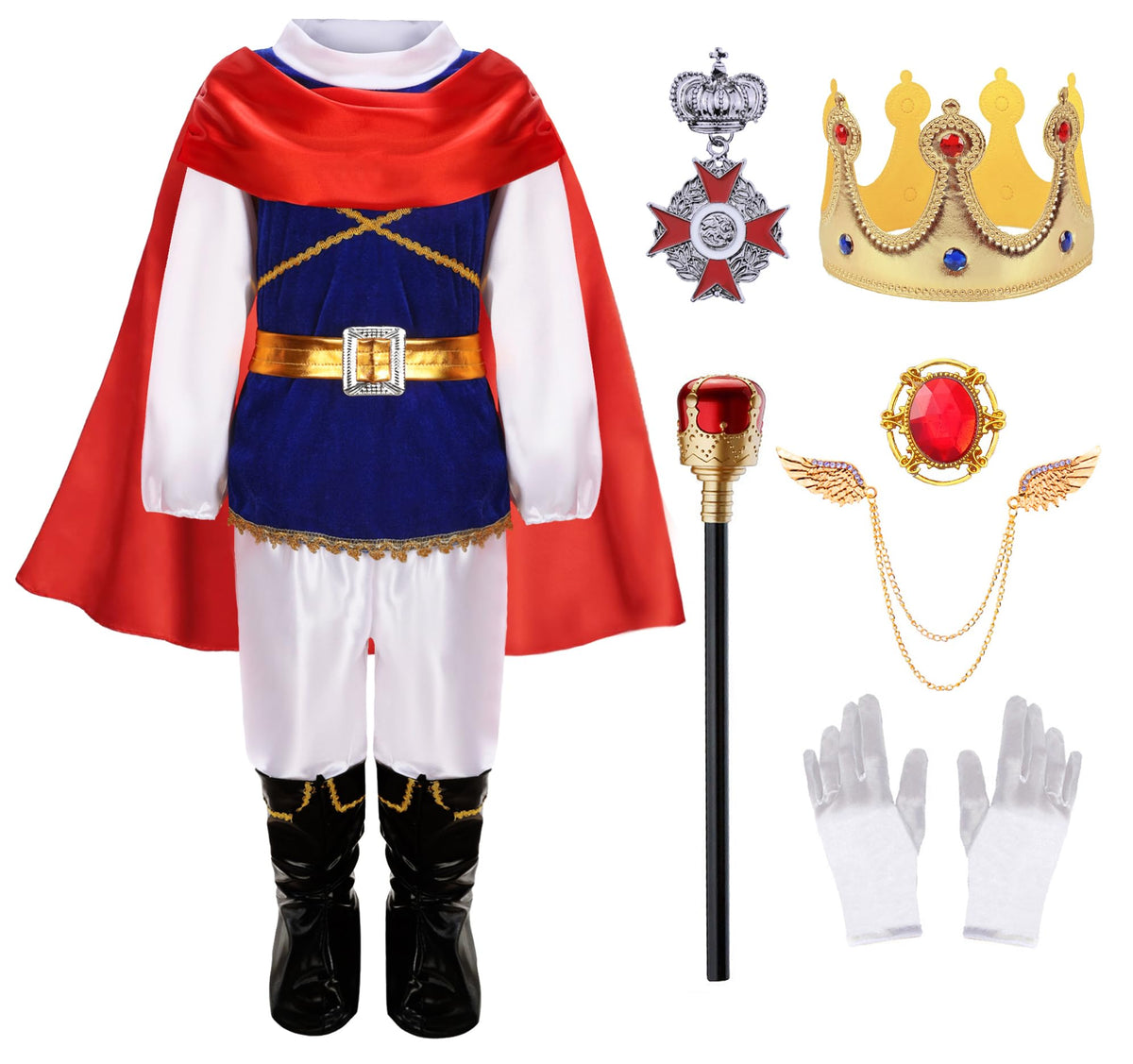 Mecamelon King Prince Charming blue cape for imaginative royal dress-up