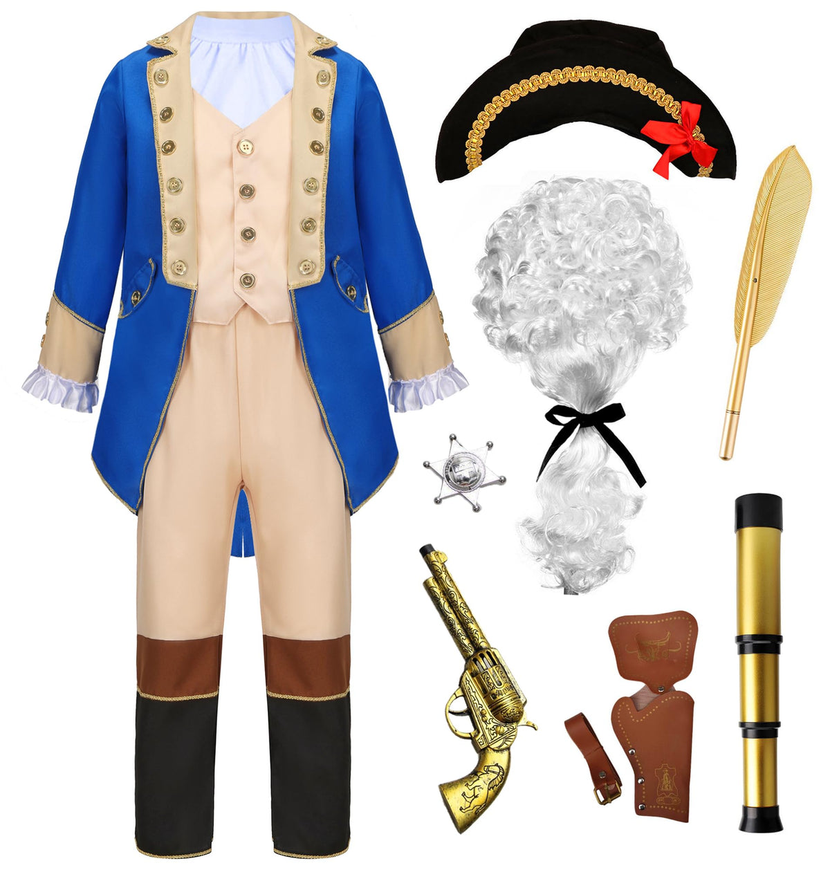 Mecamelon Washington costume blue coat full view for school events and reenactments