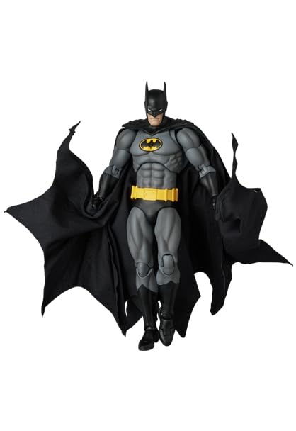 Medicom Mafex Knight Crusader Batman on a shelf display.