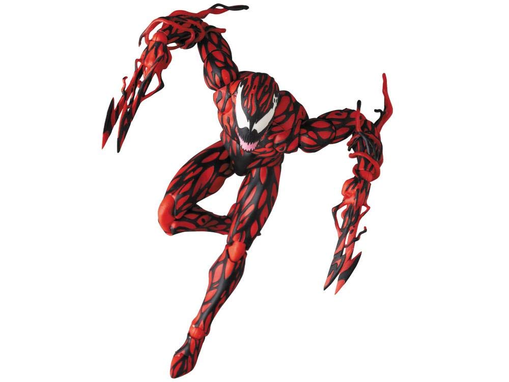 Medicom Mafex Carnage Comic Ver. 160mm articulated joints enable dramatic angles.