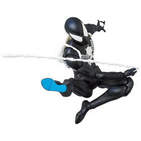 Medicom MAFEX Spider-Man Black Costume front view for dynamic display and pose versatility.