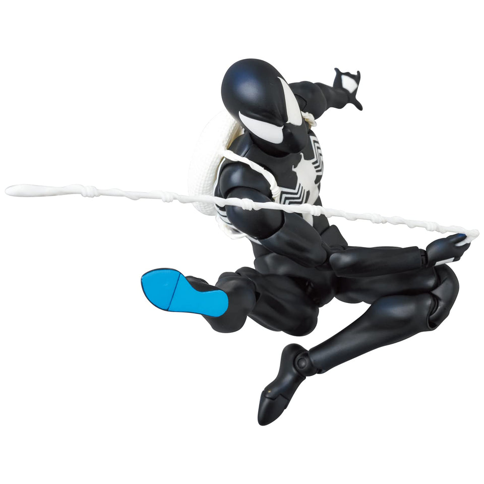 Medicom MAFEX Spider-Man Black Costume front view for dynamic display and pose versatility.