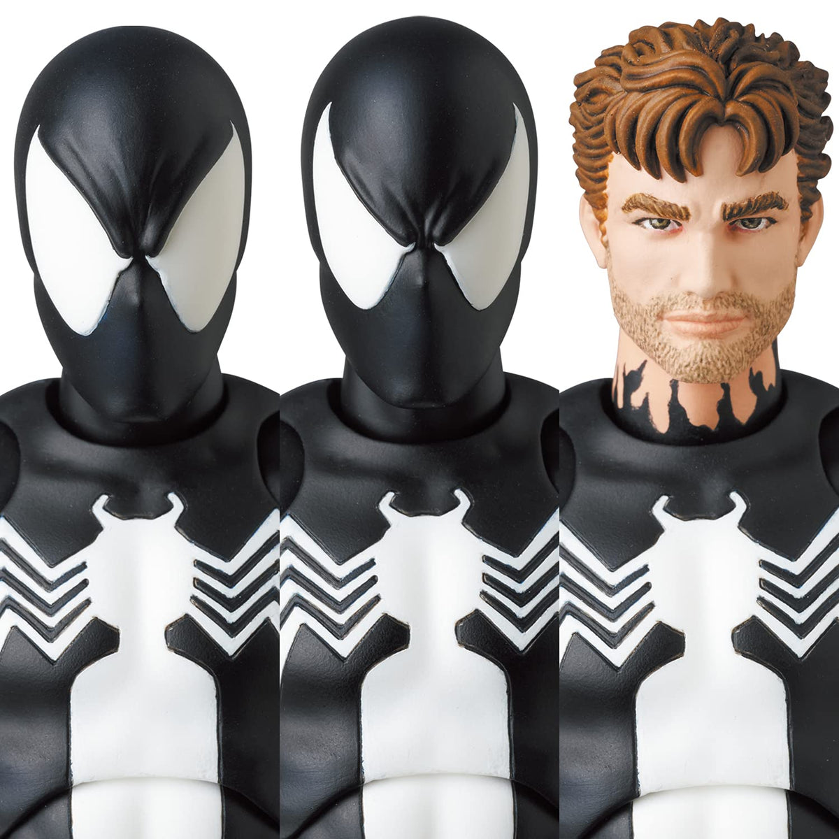 Medicom MAFEX Spider-Man Black Costume spider thread backpack for extended display.