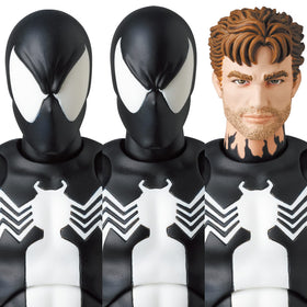 Medicom MAFEX Spider-Man Black Costume spider thread backpack for extended display.