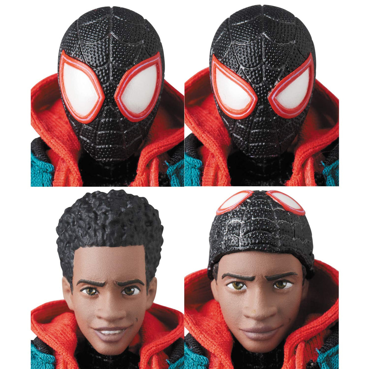 Medicom MAFEX Miles Morales adjustable stand supports dynamic posing.