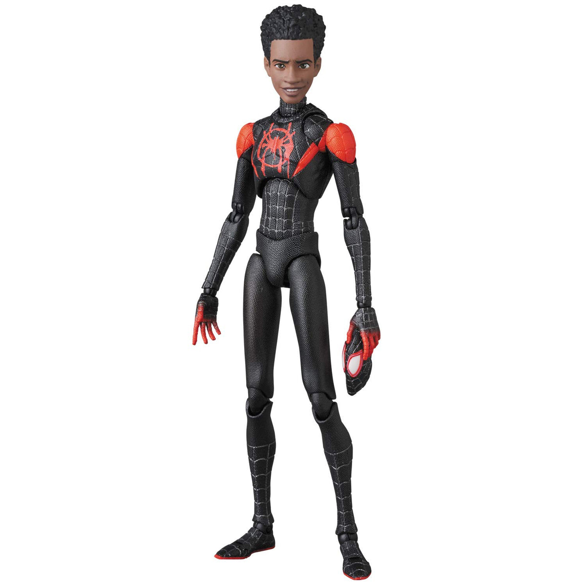 Medicom MAFEX Miles Morales fabric shorts provide realistic texture.