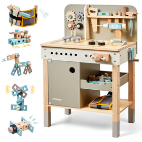 Medoga kids tool bench wooden workbench enhances creative play and fine motor skills.