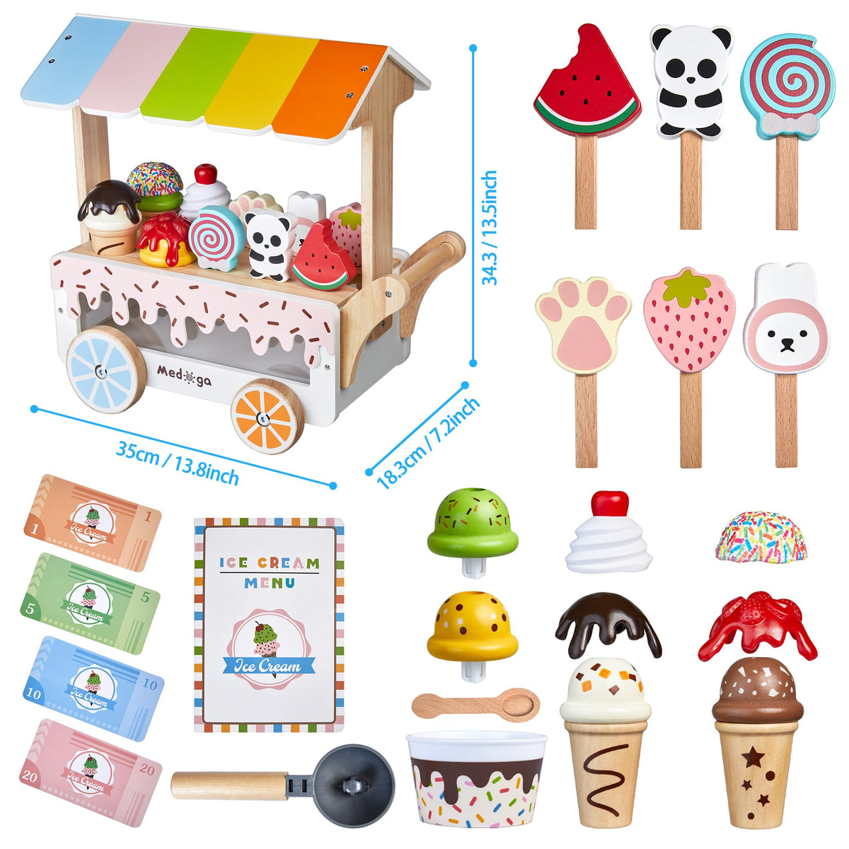 Medoga popsicles support counting and role-play with chilly treats