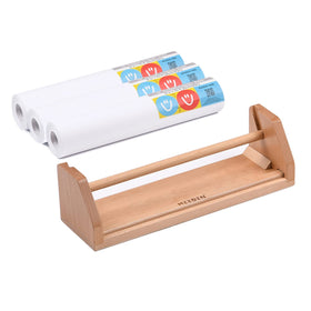 MEEDEN paper roll dispenser on beech easel showing organized kid art space