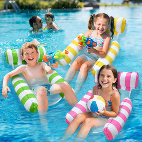Meegoo kids using water hammock for safe, relaxed lounging.