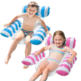 Meegoo pool floats for kids in blue lounge chair, built for stable summer lounging.