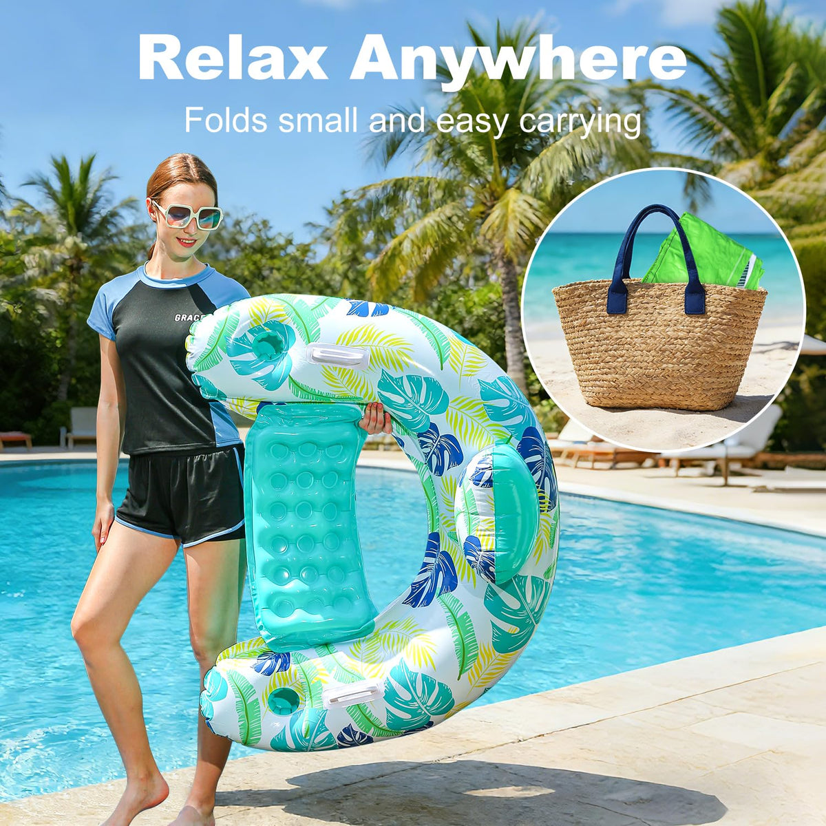 Meetinext adult-size pool chair 43 by 37 inches offering spacious lounging area.