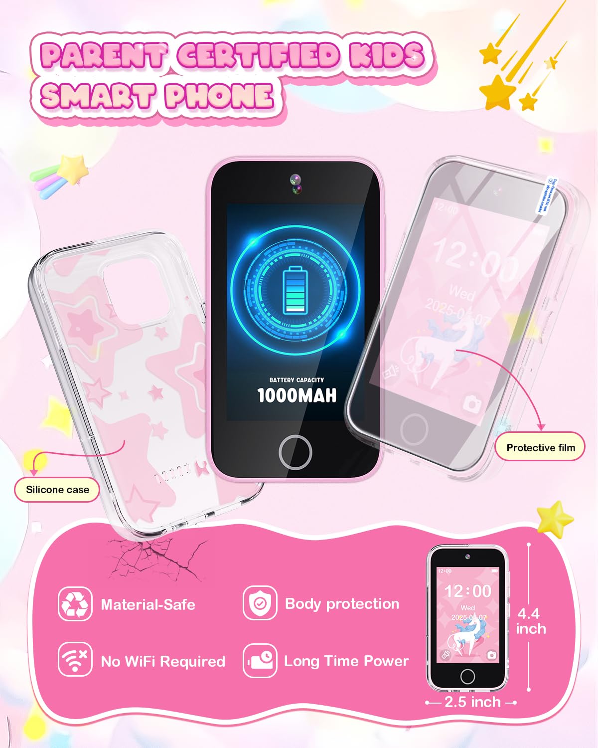 Meetrye Kids Smart Phone 1000mAh battery for longer play sessions