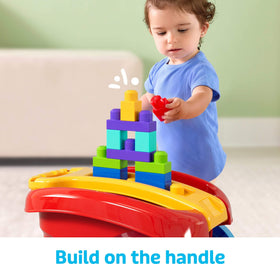 Mega Bloks Block Scooping Wagon connected with other Mega Bloks sets for expanded play.