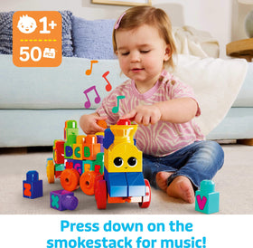 MEGA BLOKS rolling wheelbases support sturdy movement for push-and-roll exploration.