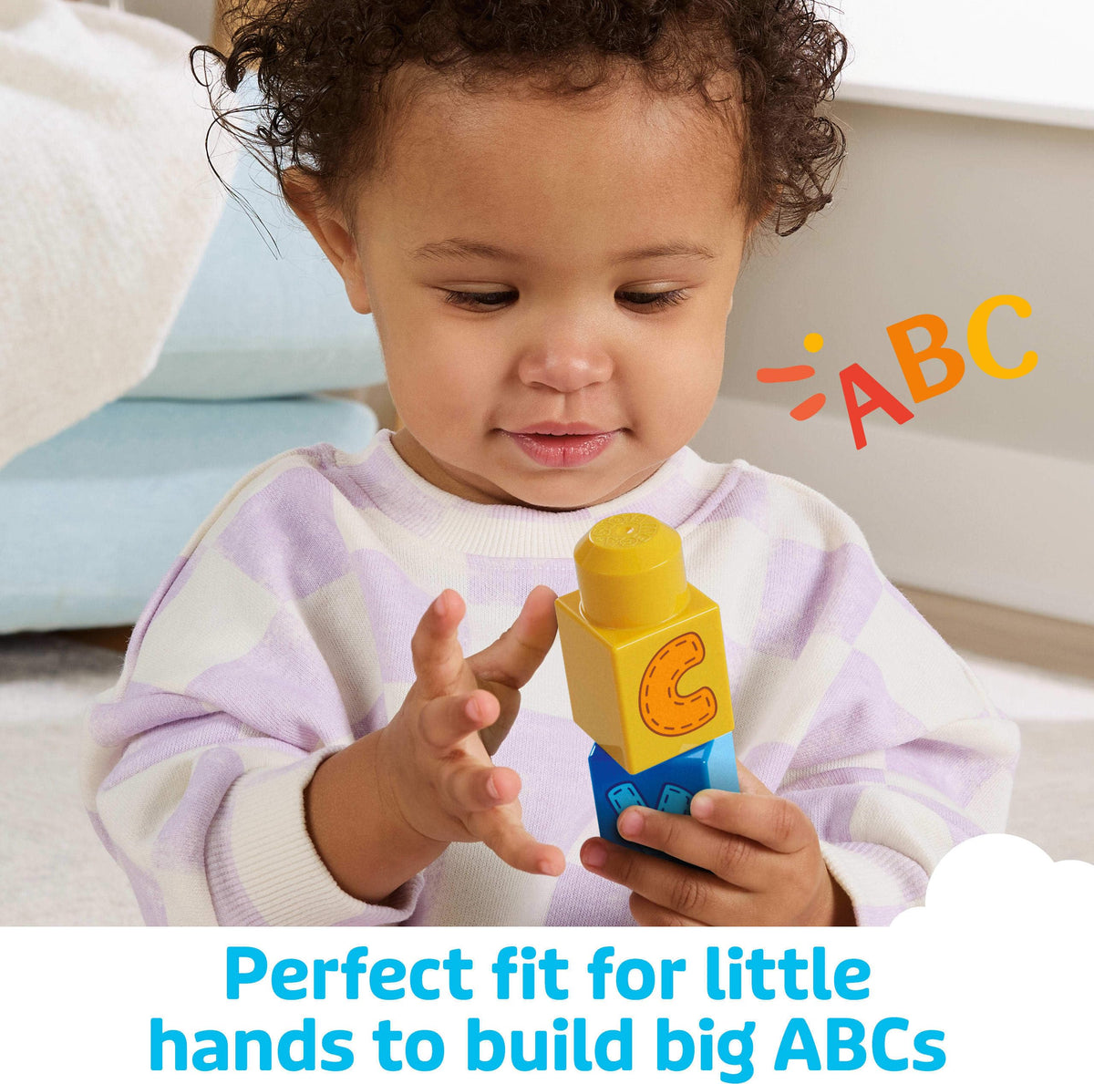 Mega Bloks First Builders toddler blocks close-up for creative play.