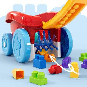 Mega Bloks First Builders Wagon interior showing built-in storage and organization.