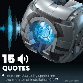 Mega Bloks Halo 343 Guilty Spark replica is highly detailed and collector-ready.