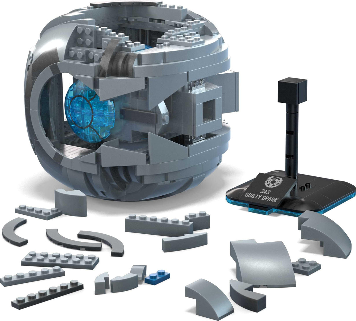 Includes buildable display stand for showcasing the Mega Bloks Halo model.