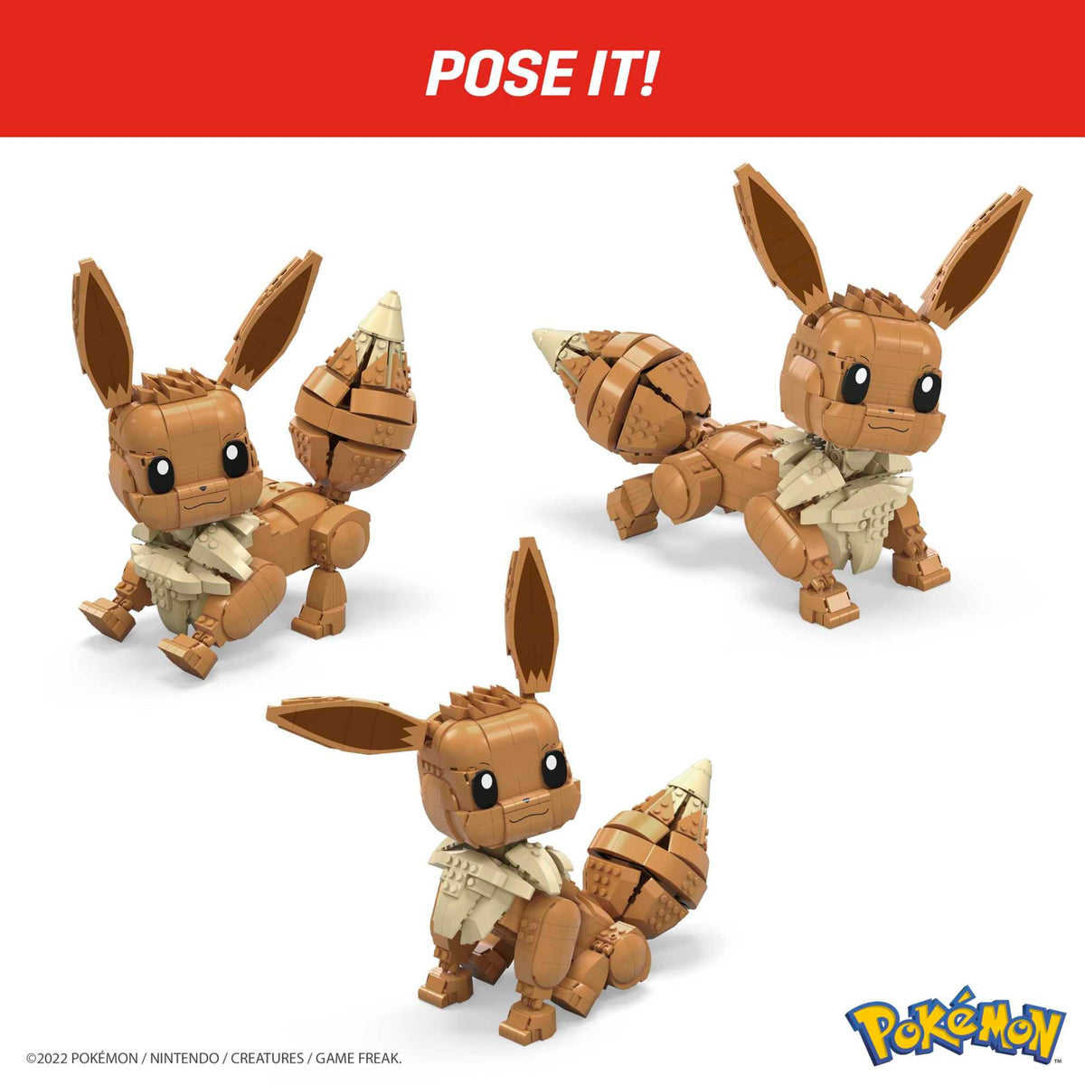 Mega Bloks Eevee kit designed for ages 10 and up, encouraging creative play.