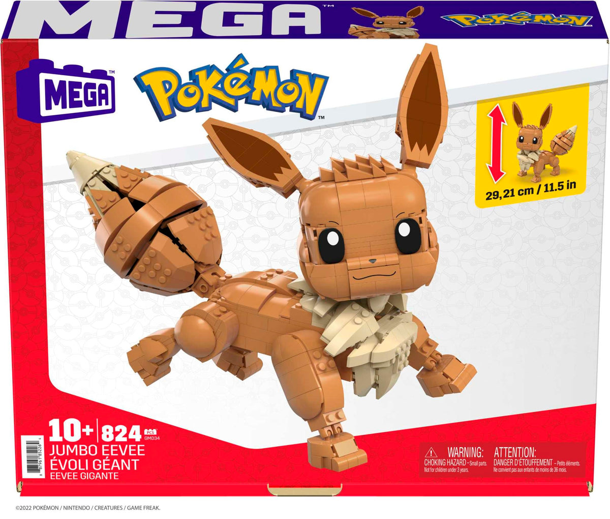 Mega Bloks Eevee display-ready poseable figure for shelf styling.